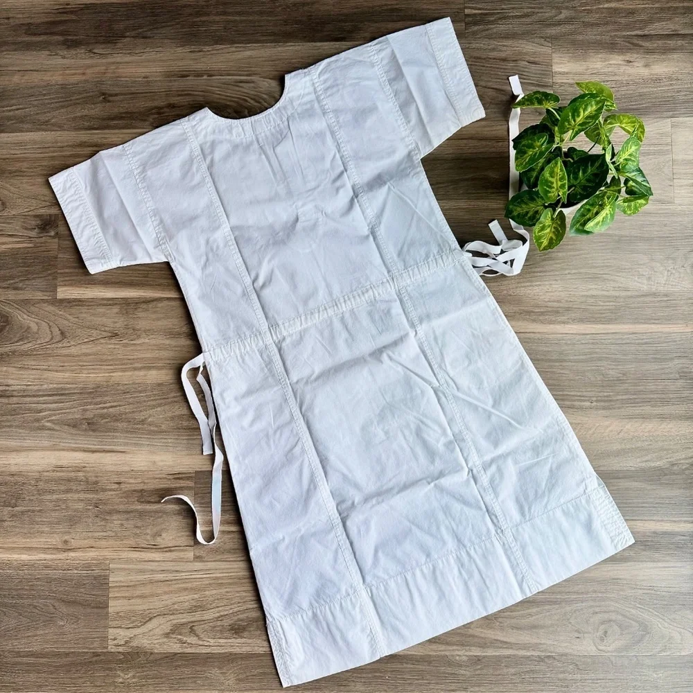 J.Crew White Cotton Tie Waist Shift Dress Short Sleeve XS